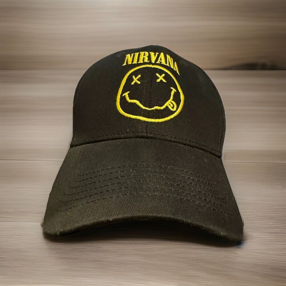 NIRVANA Black Cap with Yellow Logo